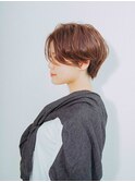 大人可愛いハンサムショート シナモンピンク シアカラー