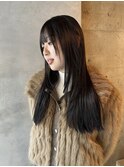 レイヤー顔まわりカットロング髪質改善ストレート袋町