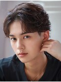 フェザーショートコンマバングセンターパートフェザーパーマ