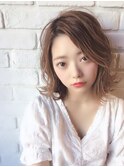 アンブレラカラー/こなれミディ/ウェーブパーマ/前髪/錦糸町