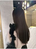 透明感ブラウン 髪質改善 ストレート くびれヘア