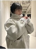 ミディアムヘアイヤリングカラーボブ大人ヘアアレンジミニボブ