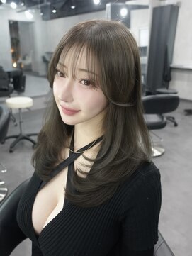 ラベル 渋谷(LAVEL) レイヤーカット×ブリーチなしオリーブグレージュ