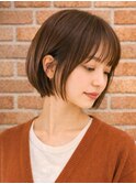 スポーティセミボブ多毛チョコレートカラーナチュラルベージュ