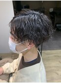 メンズヘアフェザーパーマサーフカール刈り上げセンターパート