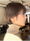 大人可愛い小顔丸みショート×透明感グレージュカラー