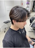 ニュアンスパーマセンターパートコンマヘアツーブロック