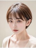 大人可愛い20代30代40代小顔ワンサイドショートボブ丸み前下がり