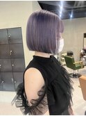 ラベンダーカラーパープルカラー前下がりボブハイトーン/中西