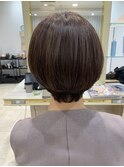 ショート白髪ぼかし 大人 ボブ  美髪 白髪染め 仙川 くせ毛 50代