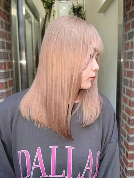 サンク 原宿 表参道(cinq) ミルクティーベージュショートボブピンクベージュハイトーン