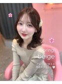 ピンク ベージュ/韓国ヘア/渋谷/レイヤー/顔まわり/前髪