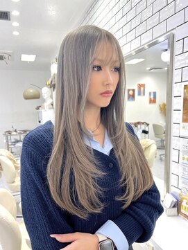 ユイマァル 岡山店(YUIMARL) 【韓国】顔まわりレイヤー×ミルクティーベージュカラー