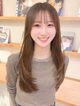 ルエ(rue) オリーブグレージュストレートレイヤーロング◎20代30代40代50代