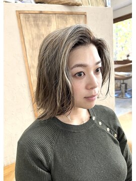 シークエンス 外苑前(SEAQUENCE) 白髪ぼかしハイライト艶ボルドー外苑前