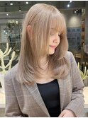 ミルクティーベージュダブルカラーケアブリーチハイライト