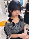 ダークカラー　うる艶　オニオンヘア　ツイン　10代20代