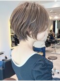 前下がりショート/前髪なし/シルキーベージュ/30代/40代【橋本】