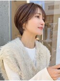 前髪あり小顔つや髪顔まわり簡単スタイリングショートボブヘア