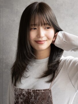 ヘアーメイクパウダー 天王寺寺田町店(Hair make powder) 小顔前髪ワンカールレイヤーカット黒髪ネビージュボブウルフ