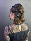 パーティーヘアセット池袋韓国ヘアハーフアップ