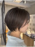 調布レディースショートボブ透け感カラーショコラブラウンカラー