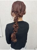 ふわふわ編みおろしサイドポニー♪