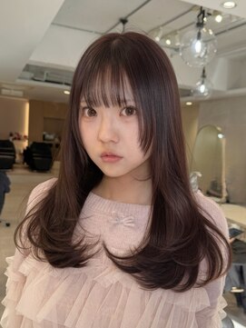 顔周りカット/レイヤーカット/ピンクブラウン/髪質改善/外苑前