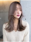 裾カラーシルバーアッシュマッシュウルフレイヤーボブ