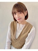 小顔バング×耳掛けボブ