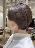 外ハネボブペールベージュセクションカラーグラデーションカラー
