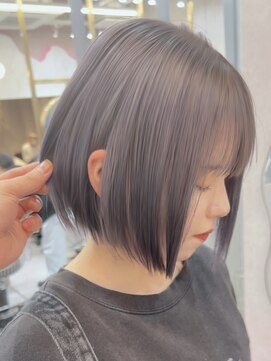 ロンド レア 天神大名店(Lond Le’a) ダブルカラーミルクティーベージュカラーケアブリーチ韓国ボブ