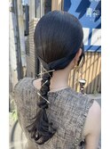 結婚式ヘア/お呼ばれヘア/二次会ヘア/ローポニー編みおろし