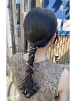 結婚式ヘア/お呼ばれヘア/二次会ヘア/ローポニー編みおろし