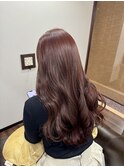 Wカラー ブリーチ無し　レッドブラウン×ロング