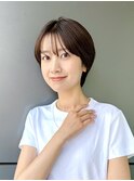 大人ショートマッシュショート前髪あり丸顔面長K20250614