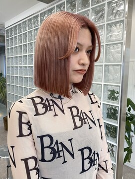 サンクプロジェクト(cinq PROJECT) コーラルピンクベージュオレンジブラウンレイヤーハッシュカット