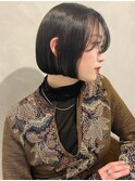 ショート/ボブ/前髪カット×黒髪/ブリーチなし/黒染め[池袋]