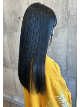 アーチ(ARCH) ネイビーブルー×ワンレンロングスタイル【ARCH Emi】