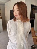 ヘアー アイス ルーチェ(HAIR ICI LUCE)&nbsp;ブリーチなしオレンジベージュ姫カット顔まわりカット/中西