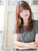 mod's姪浜/透明感カラアプリコットオレンジ美髪レイヤーロングi