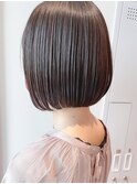 say.イメチェン外ハネボブ美髪ワイドバンググレージュアッシュ