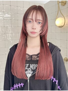 フウ(fuh) レッド/エクステ/エクステンション/顔まわりカット/ワインレッド