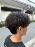 ツーブロック/センターパート/シャドウパーマ/ニュアンスカール