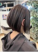 宇都宮ショートボブショートカット白髪ぼかしハイライト白髪染め