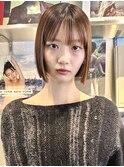 ダークブラウンボブ×耳掛けアレンジで上品