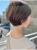 縮毛矯正ミルクブラウンショート40代50代60代