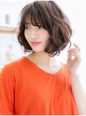 ■暖色系カラーくせ毛風ミディアムボブ107-5★上尾20代30代40代!