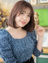 カバーヘア ブリス 北浦和(COVER HAIR bliss)&nbsp;ミルクティーピンク前下がり小顔ワンカールa北浦和20代30代40代