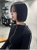 切りっぱなしボブミニボブ暗髪